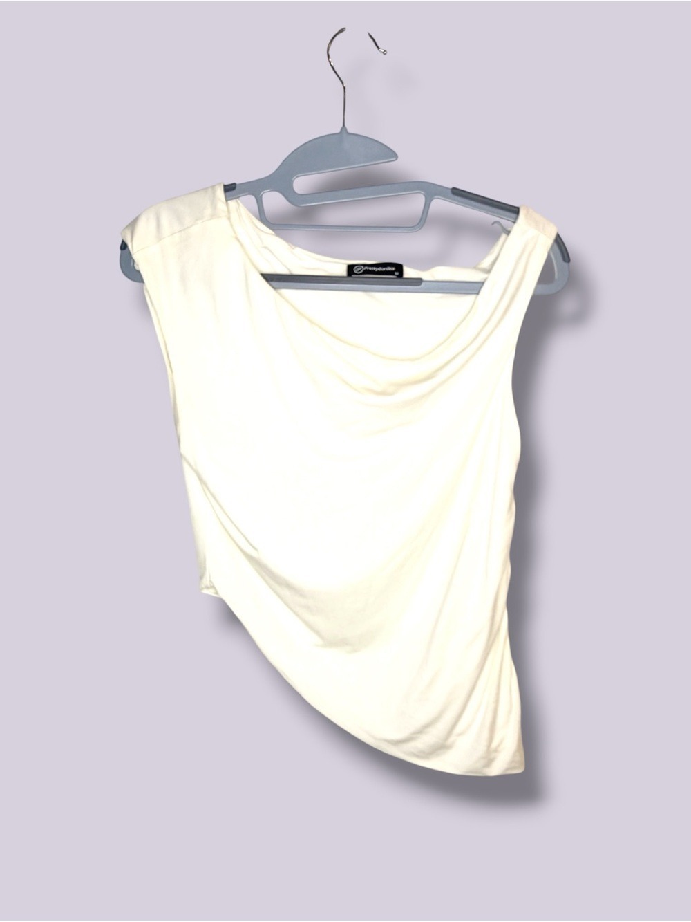 PrettyLittleThing Off White Asymmetrical Tank Top Medium